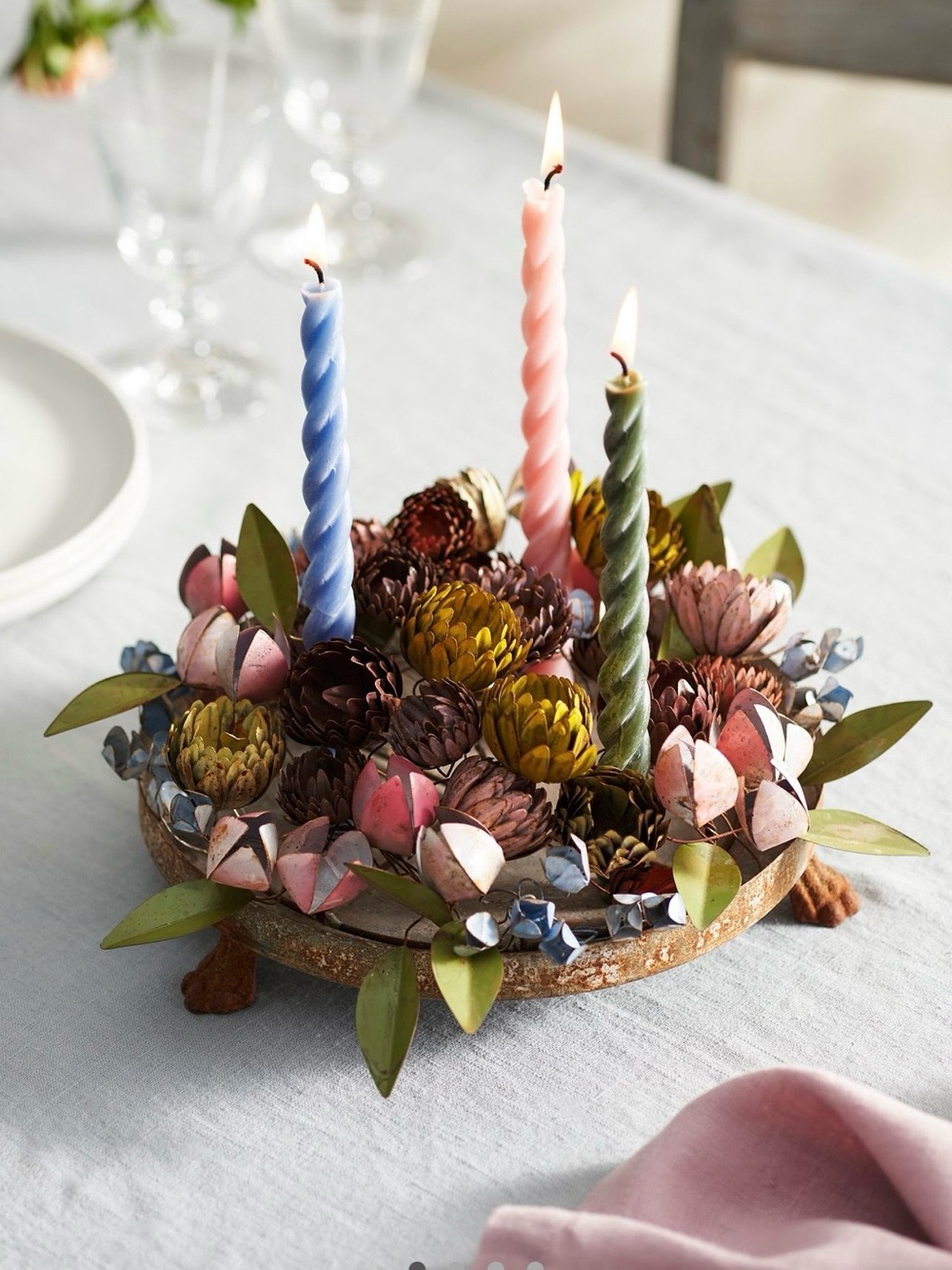 Anthropologie terrain Floral Metal Centerpiece, Round
